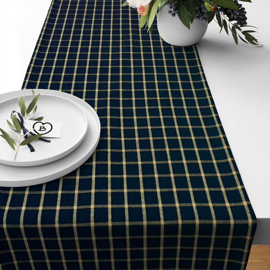 Black and Tan Windowpane Plaid Homespun Table Runners