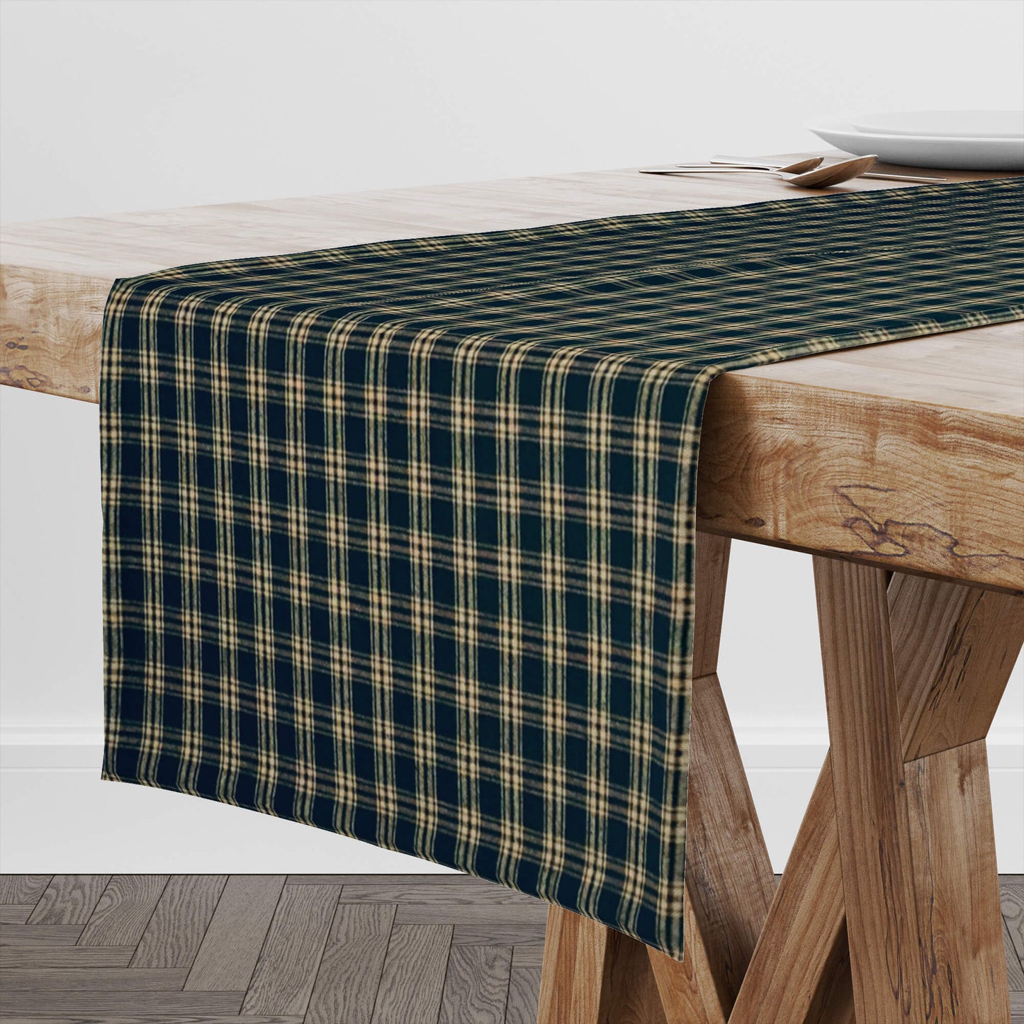 Black and Tan Catawba Plaid Homespun Table Runners