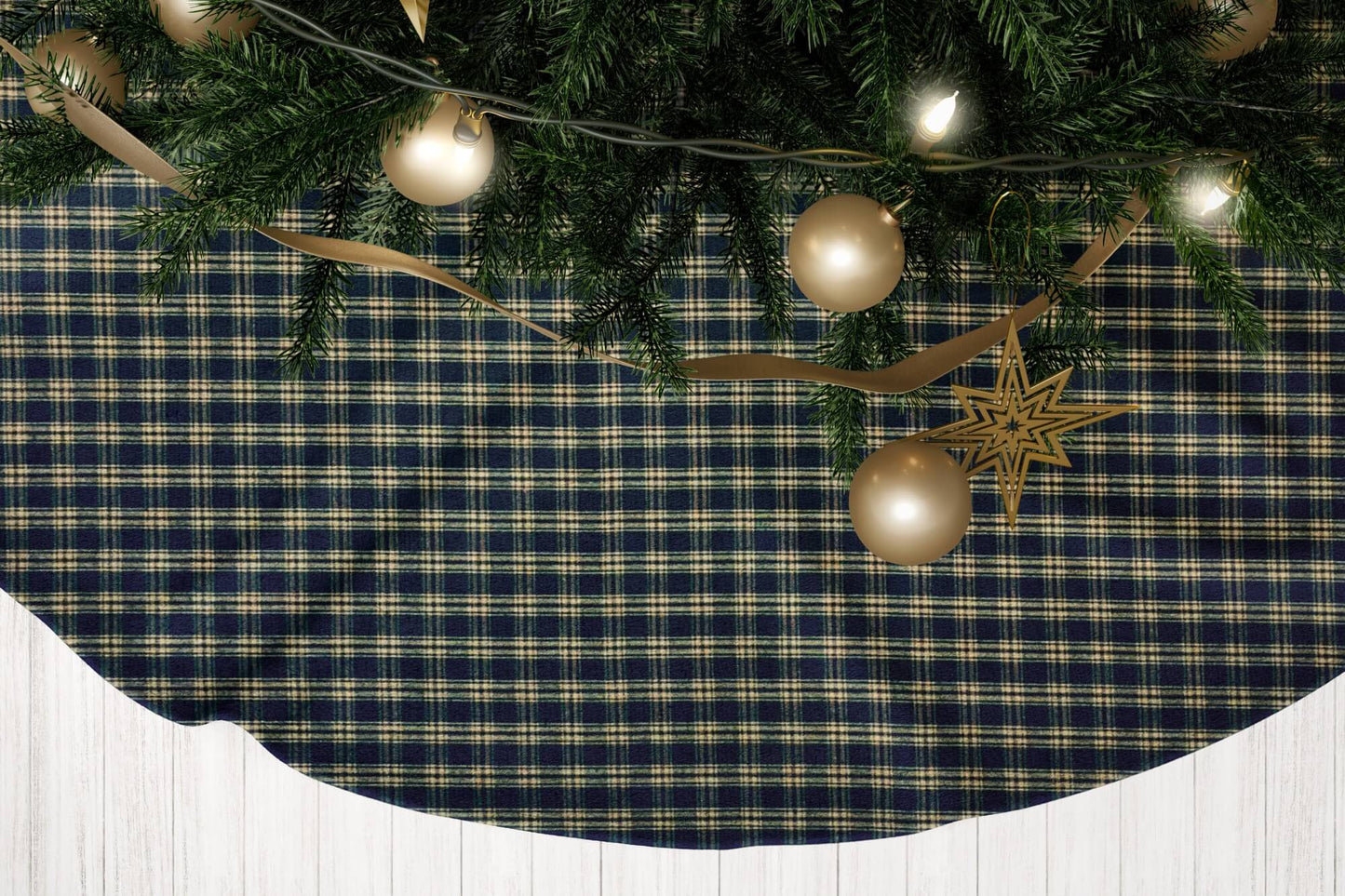 Black and Tan Homespun Catawba Plaid Country Christmas Tree Skirts