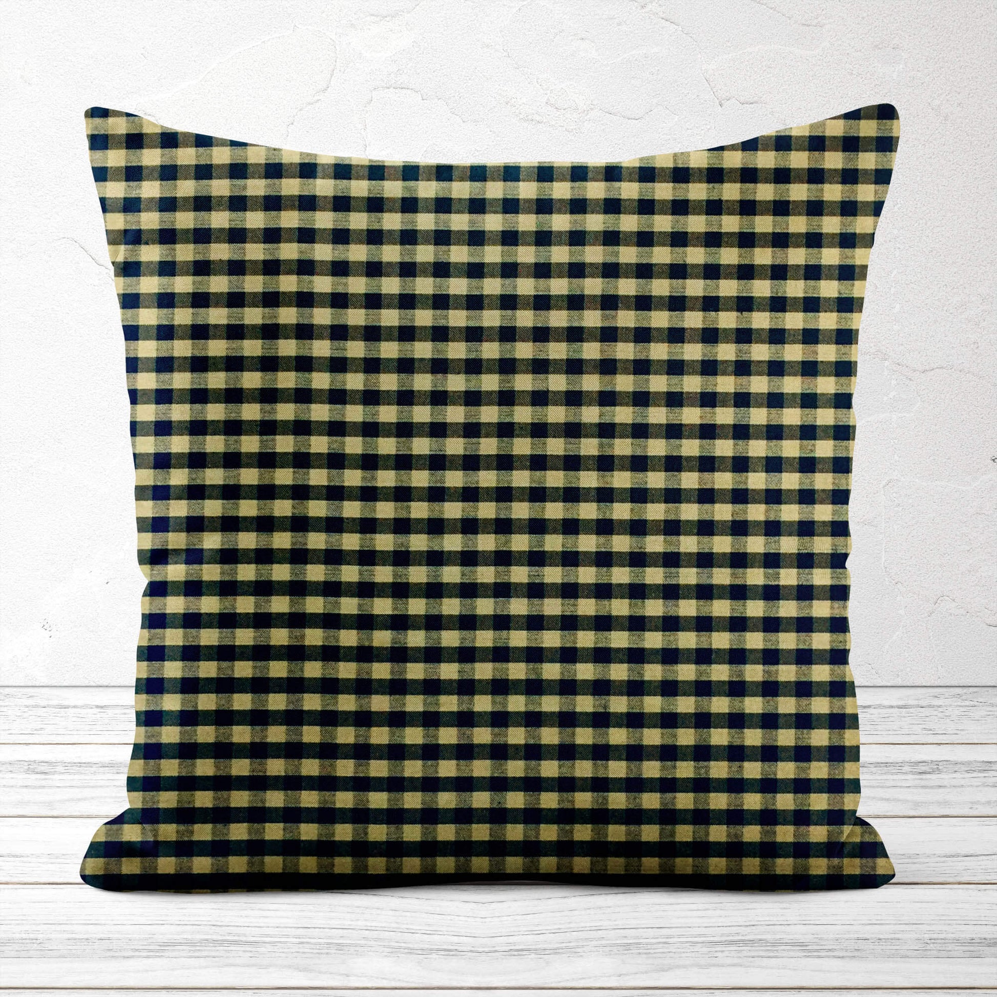 Black and Tan Check Homespun Throw Pillow Covers