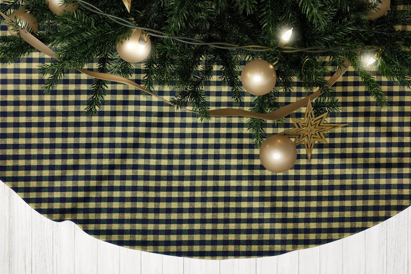 Black and Tan Homespun Check Country Christmas Tree Skirts