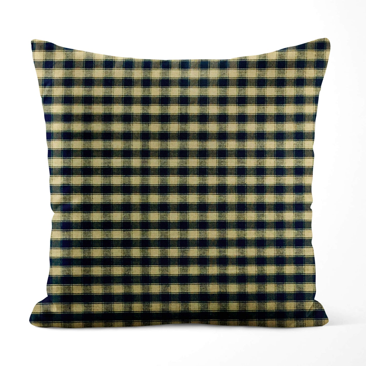 Black and Tan House Check Plaid Homespun Throw Pillow Covers