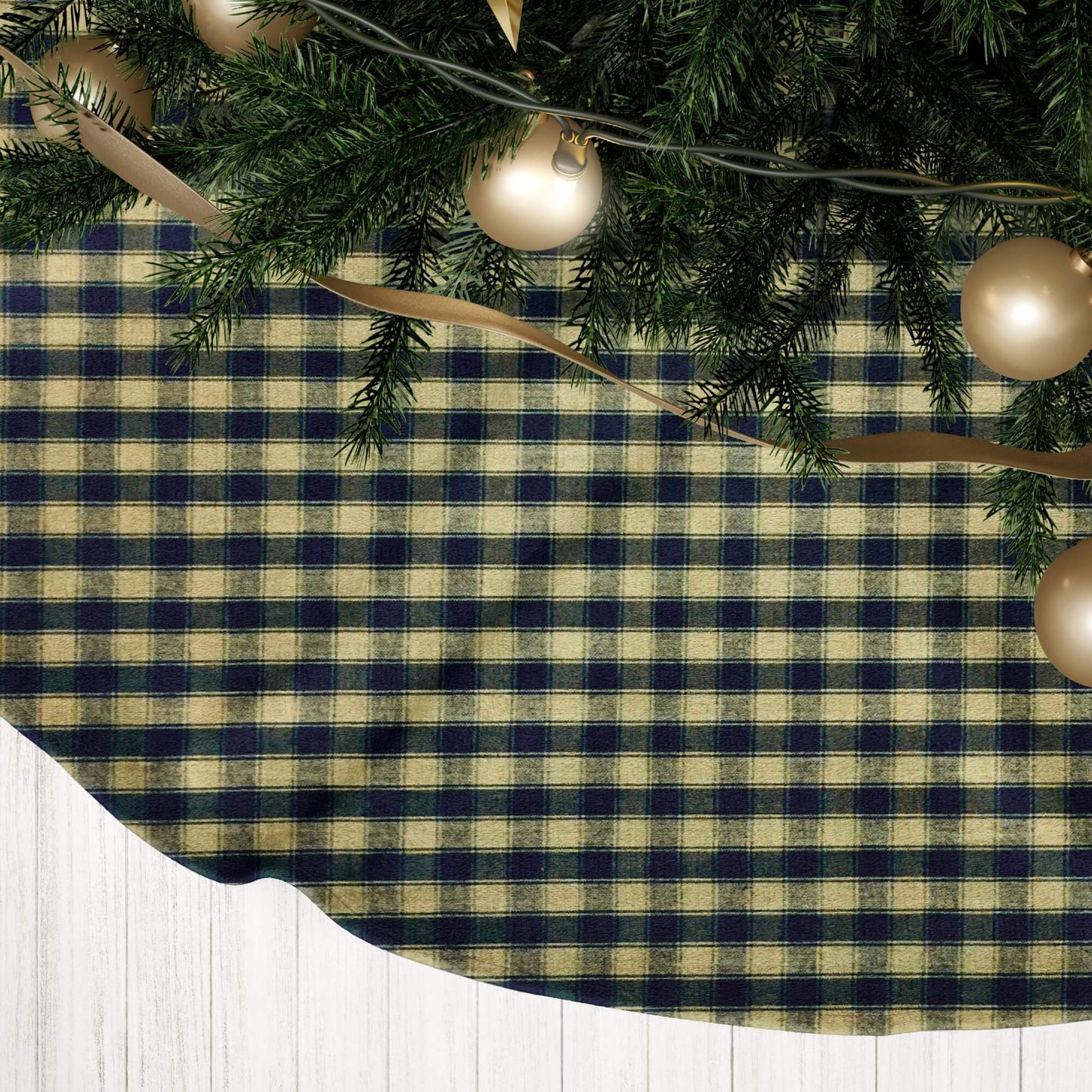 Black and Tan Homespun House Check Country Christmas Tree Skirts