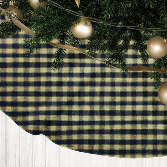 Black and Tan Homespun House Check Country Christmas Tree Skirts