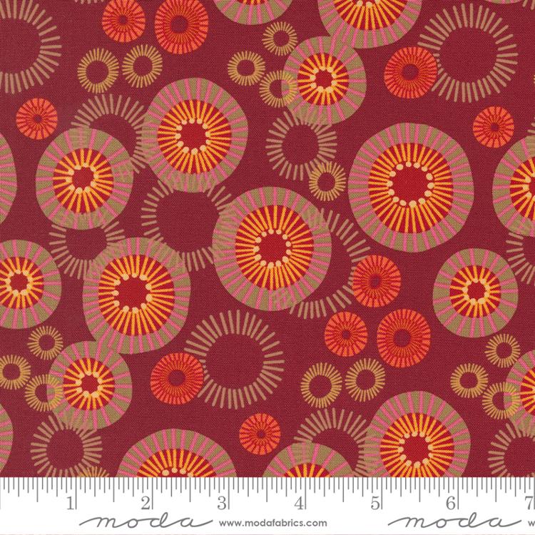 Cinnamon Red Medallion Sunburst Valances Cafe Curtains