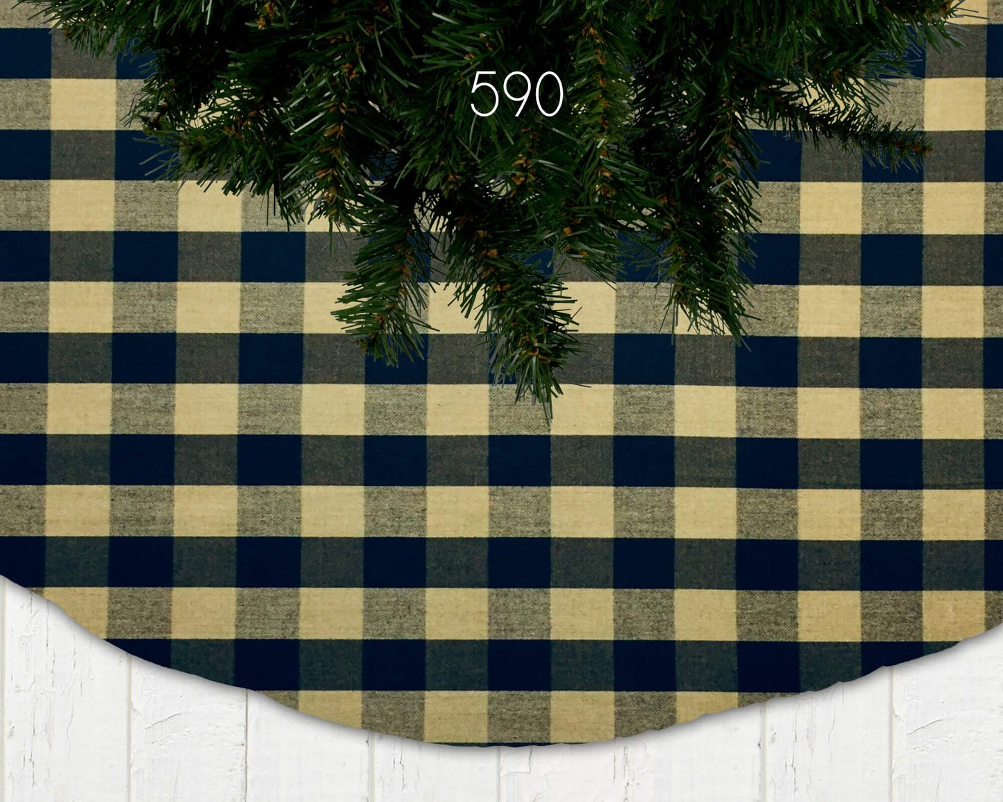 Black Homespun Plaid and Check Christmas Tree Skirts