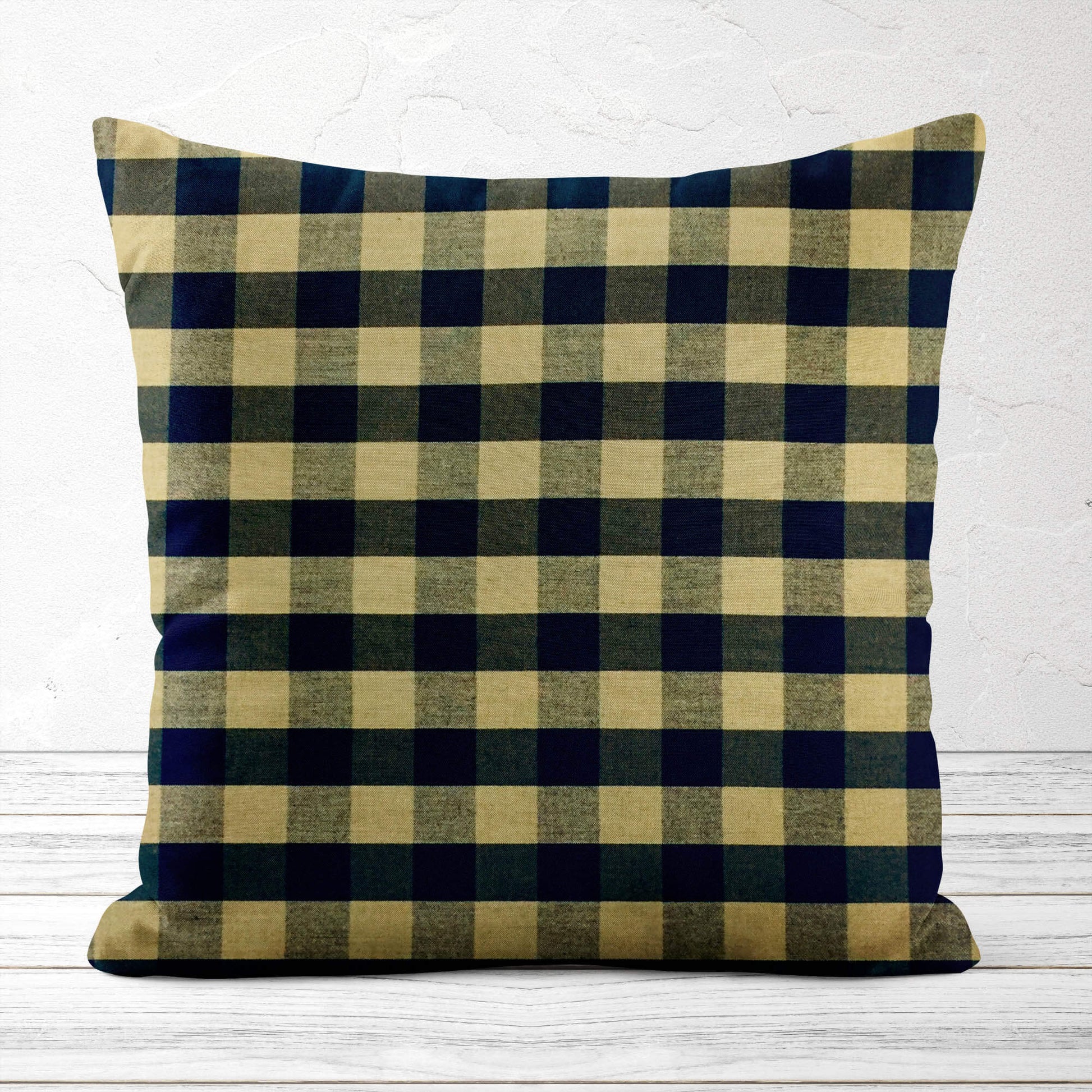 Black and Tan Buffalo Check Homespun Throw Pillow Covers