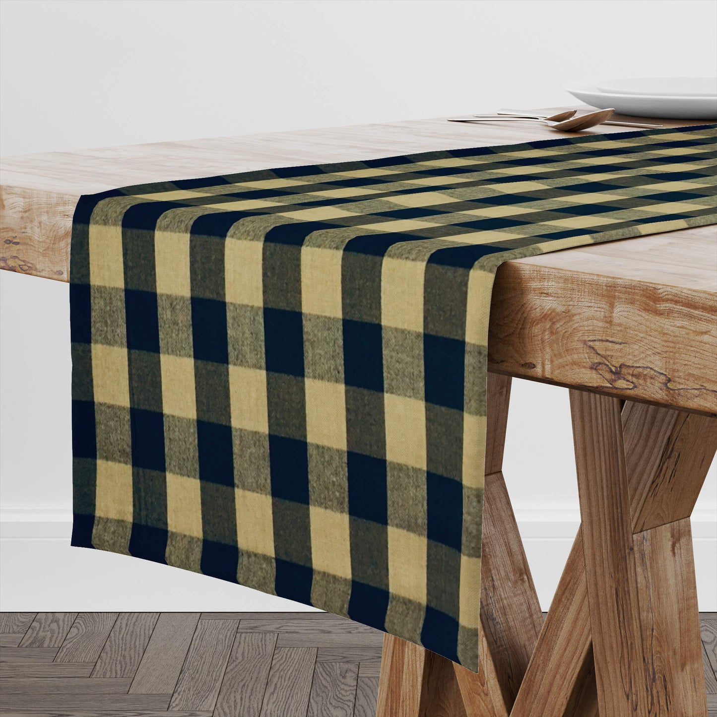 Black and Tan Buffalo Check Homespun Table Runners