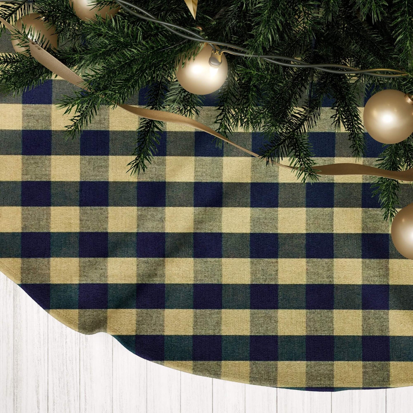 Black and Tan Homespun Buffalo Check Country Christmas Tree Skirts