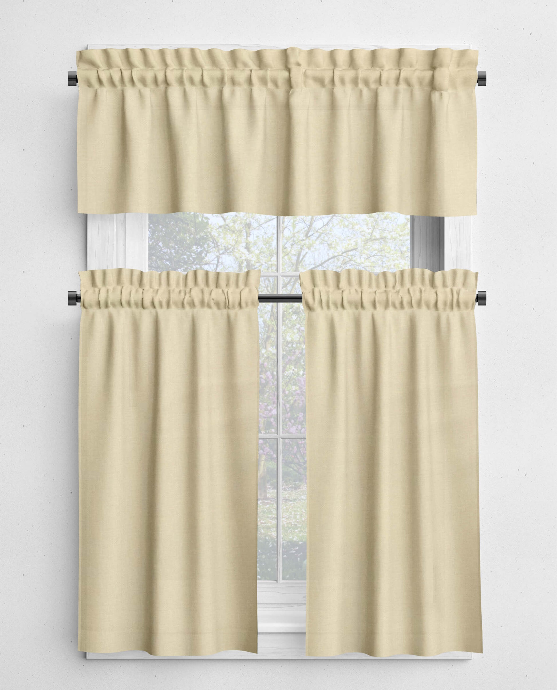 Cream Valances and Cafe Curtains | Premium USA Cotton - b67