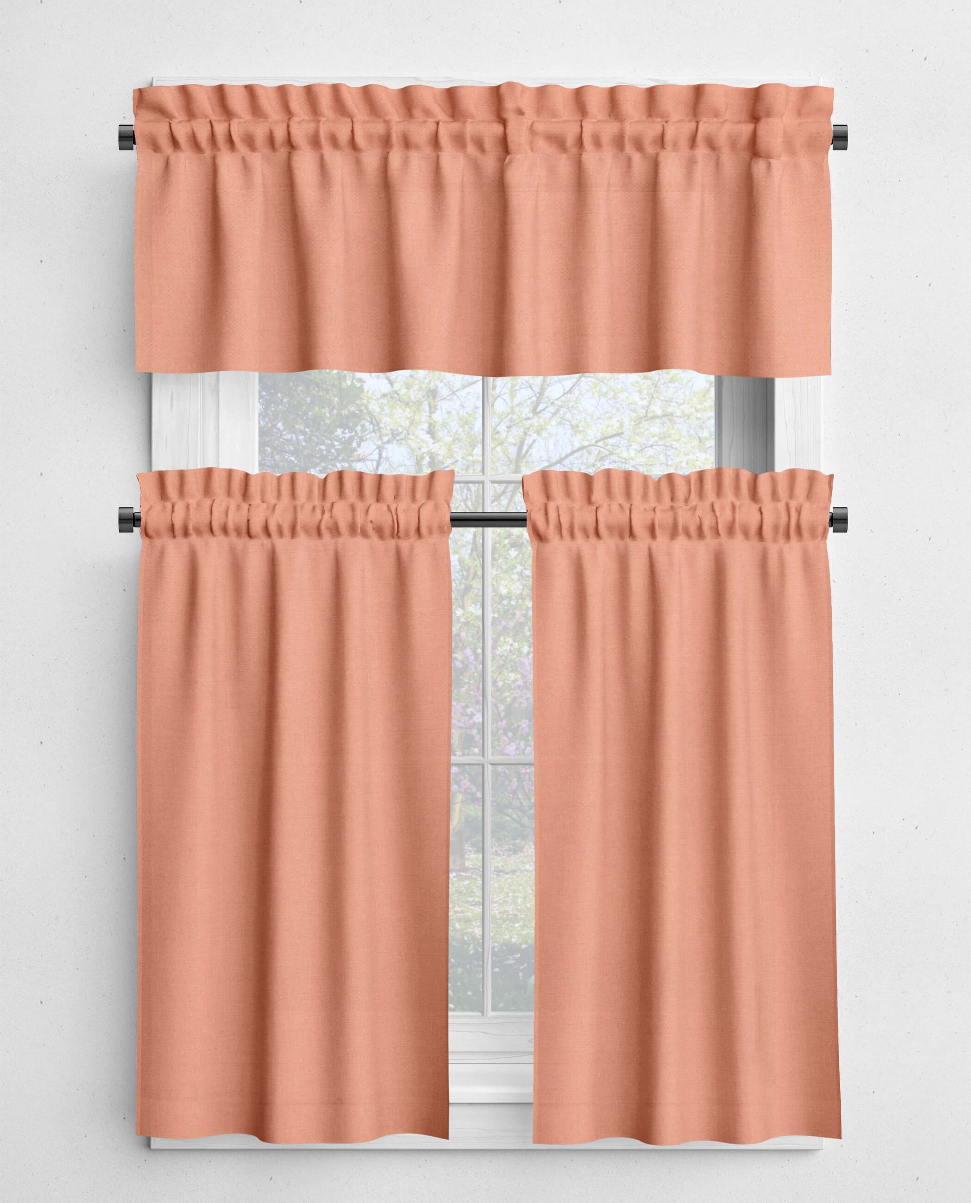 Peach Valances and Cafe Curtains Premium USA Cotton - b78