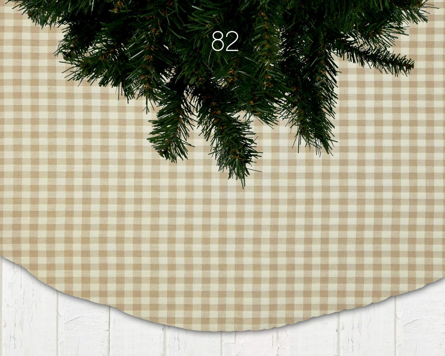 Wheat and Cream Homespun Plaid and Check Christmas Tree Skirts