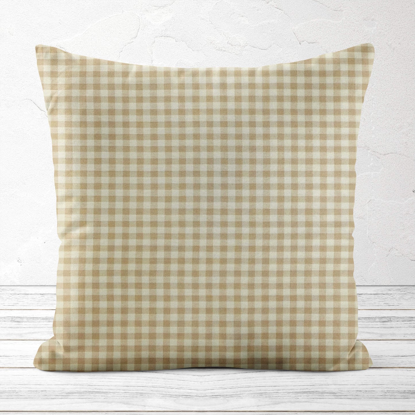 Cream and Beige Check Homespun Pillow Covers and Euro Shams