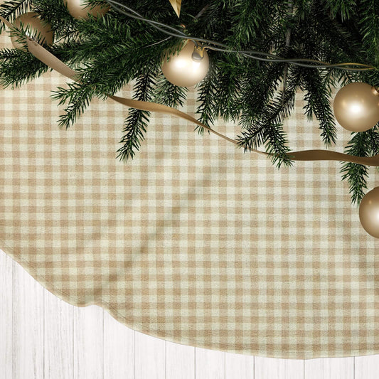 Cream and Beige Homespun Check Country Christmas Tree Skirts