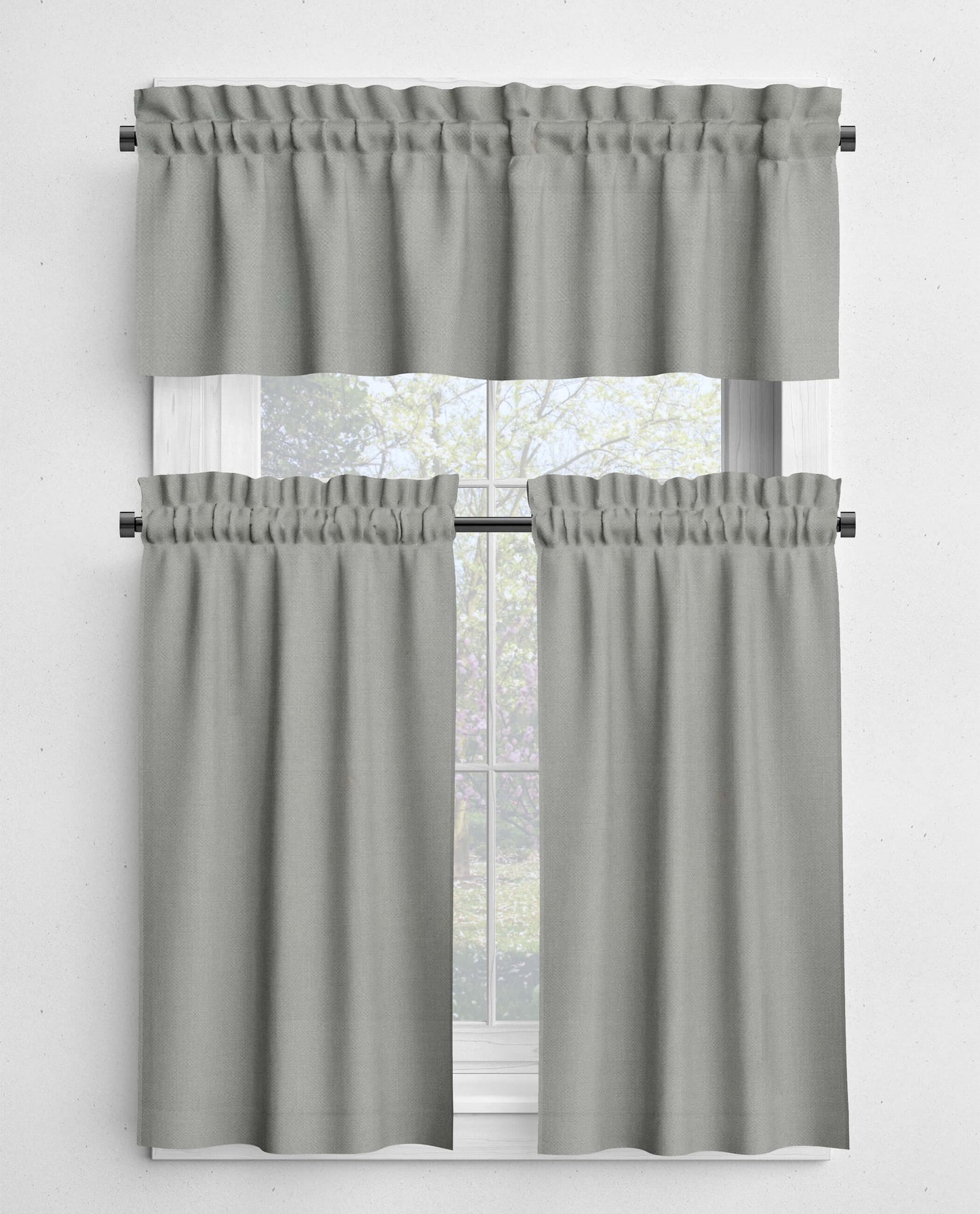 Light Gray Valances and Cafe Curtains Premium USA Cotton - b83