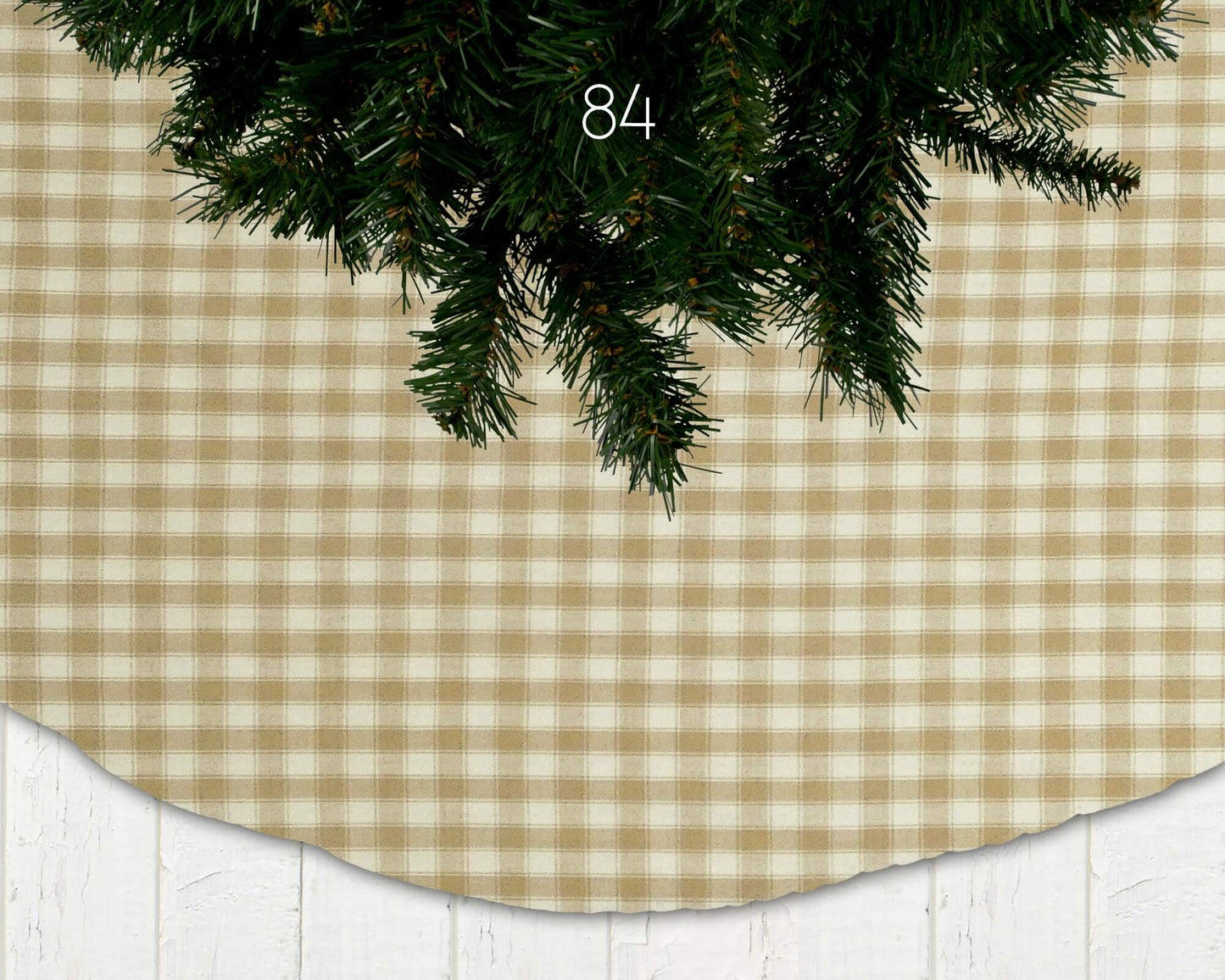 Wheat and Cream Homespun Plaid and Check Christmas Tree Skirts