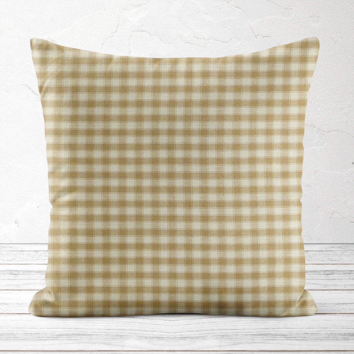 Cream and Beige House Check Plaid Homespun Pillow Covers and Euro Shams