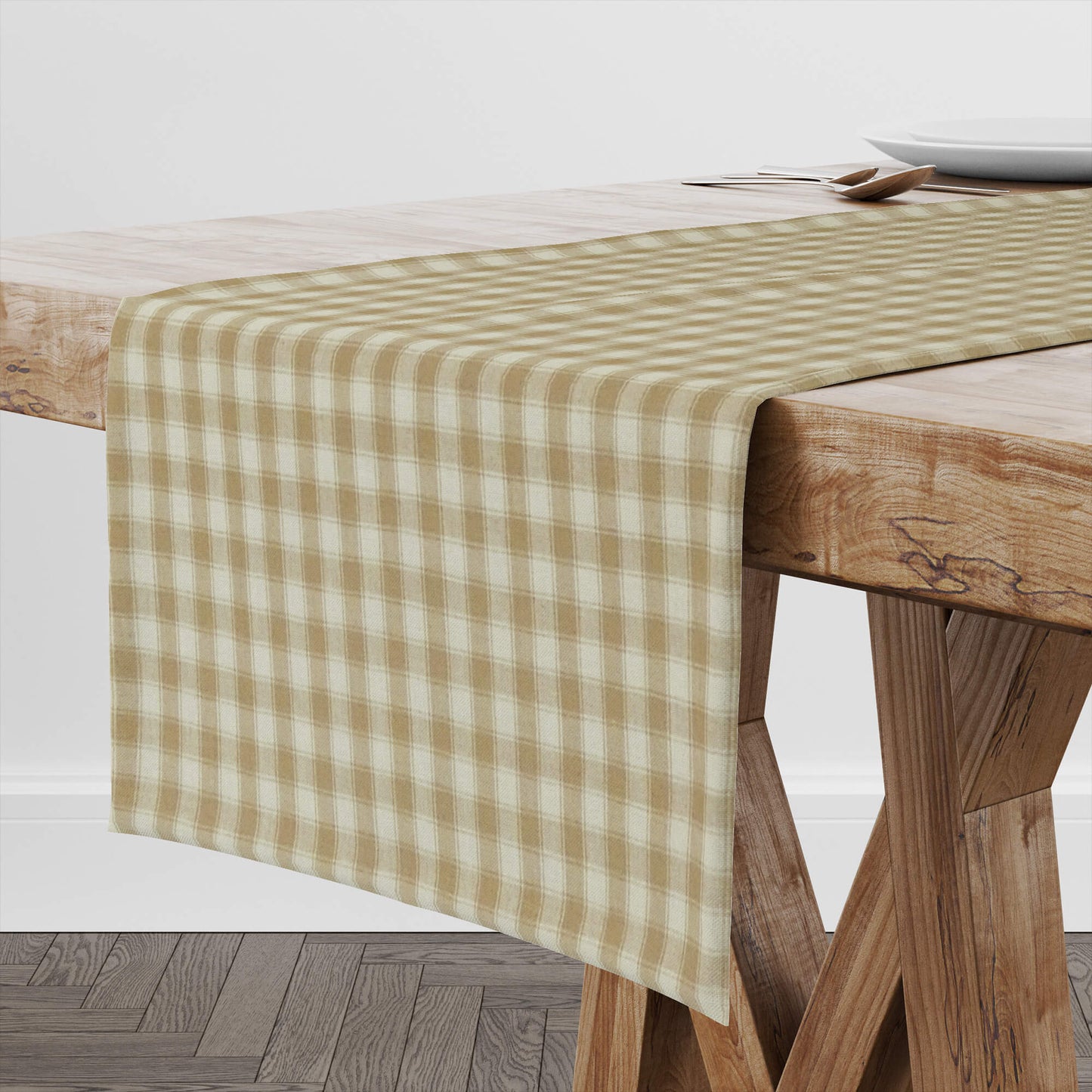 Wheat and Cream House Check Homespun Plaid Table Runners