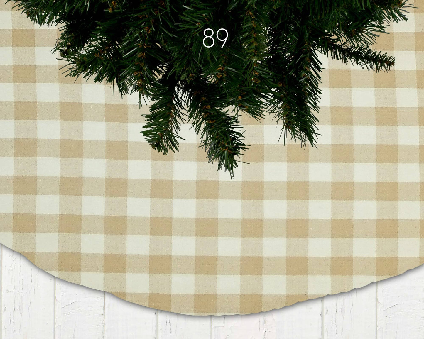 Wheat and Cream Homespun Plaid and Check Christmas Tree Skirts