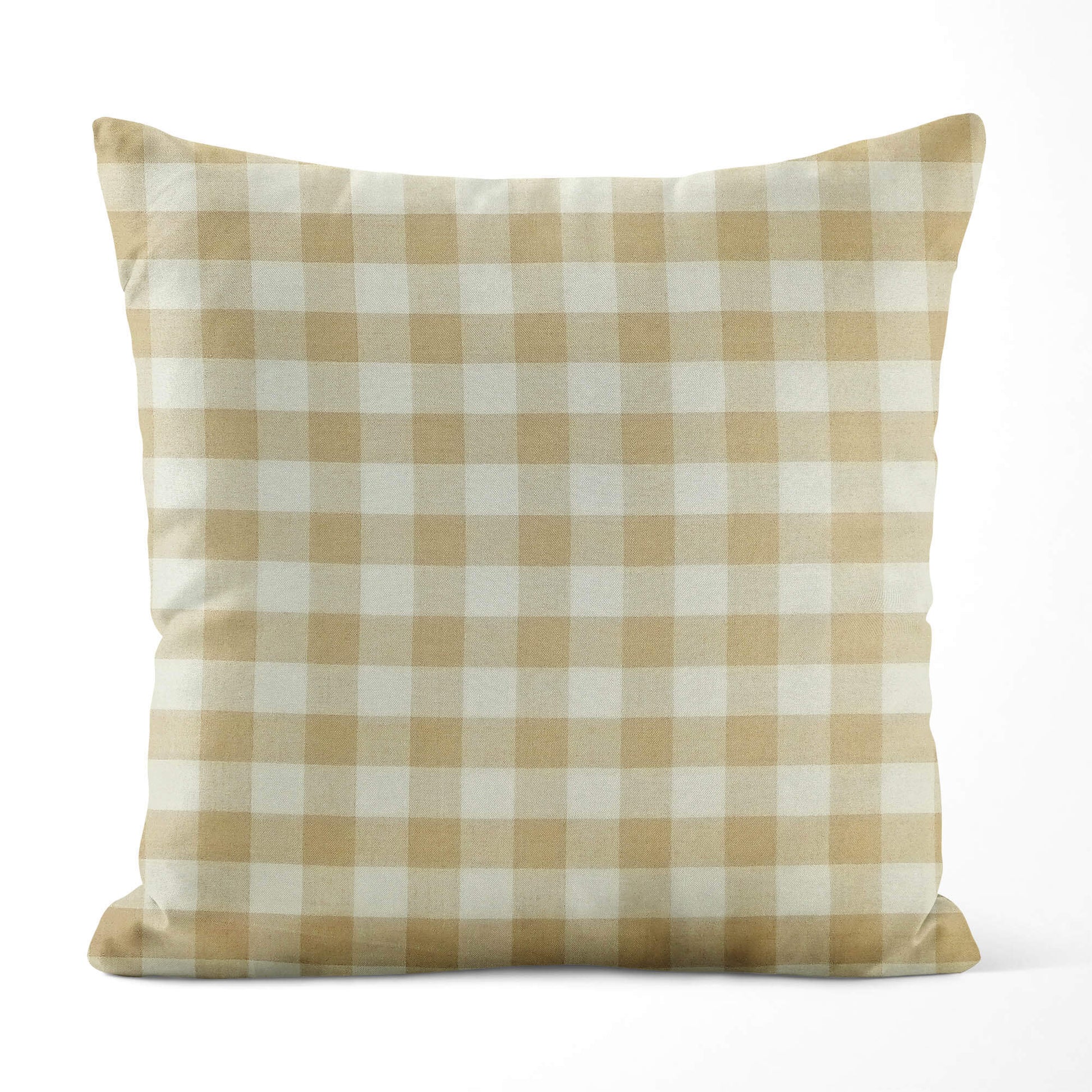 Cream and Beige Buffalo Check Homespun Pillow Covers and Euro Shams