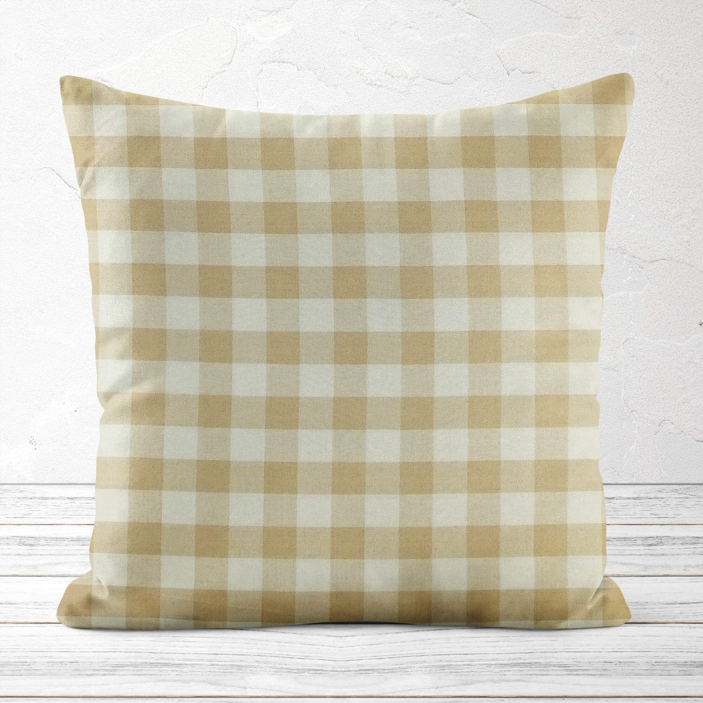 Cream and Beige Buffalo Check Homespun Pillow Covers and Euro Shams