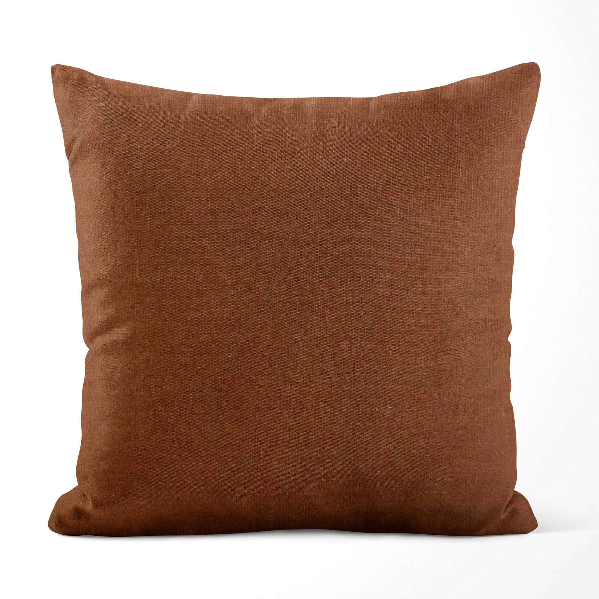 Solid Cinnamon Brown Homespun Throw Pillow Covers