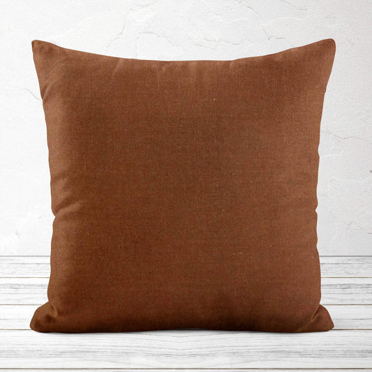 Solid Cinnamon Brown Homespun Throw Pillow Covers