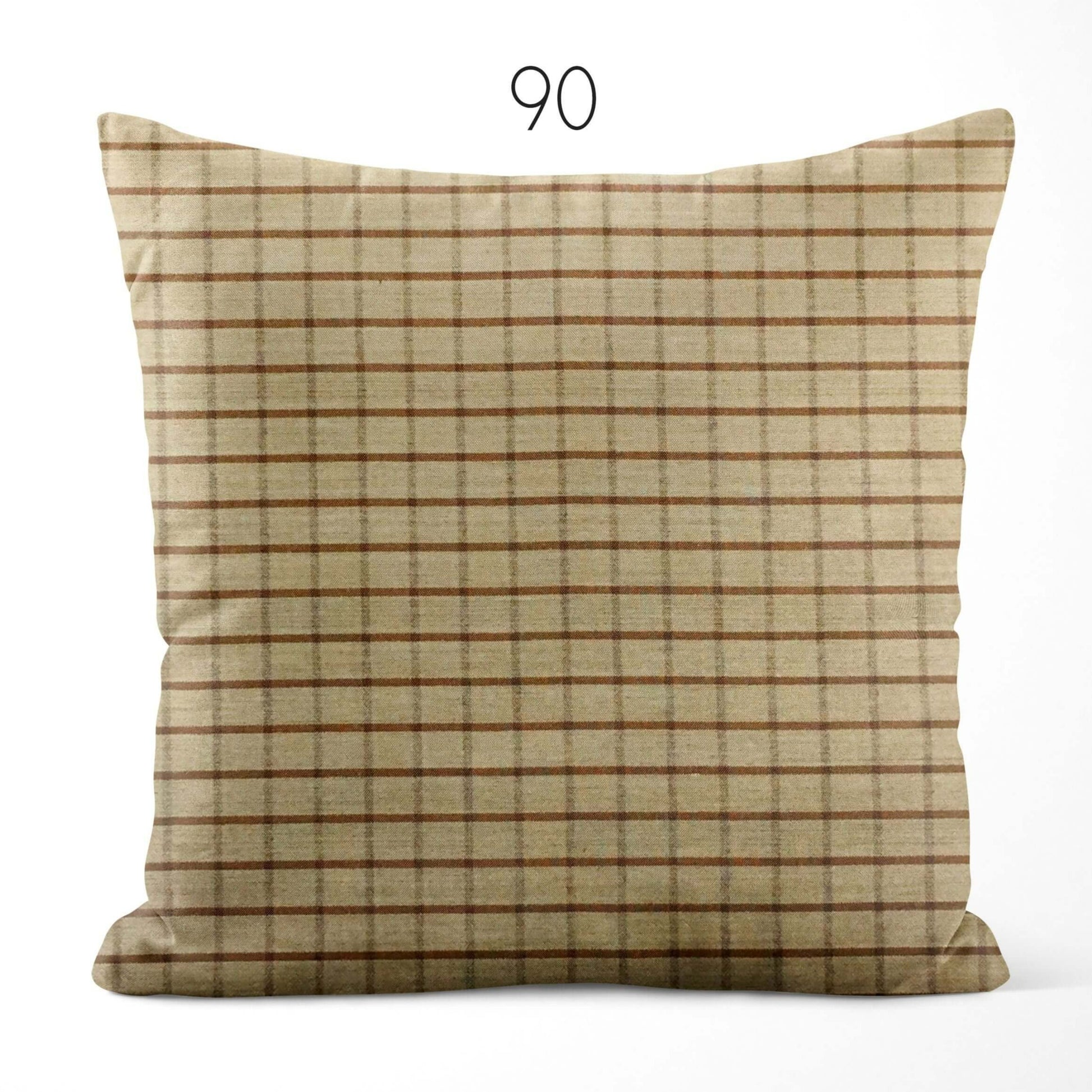 Tan and Brown Windowpane Homespun Cotton Pillow Covers Custom Made pattern 90