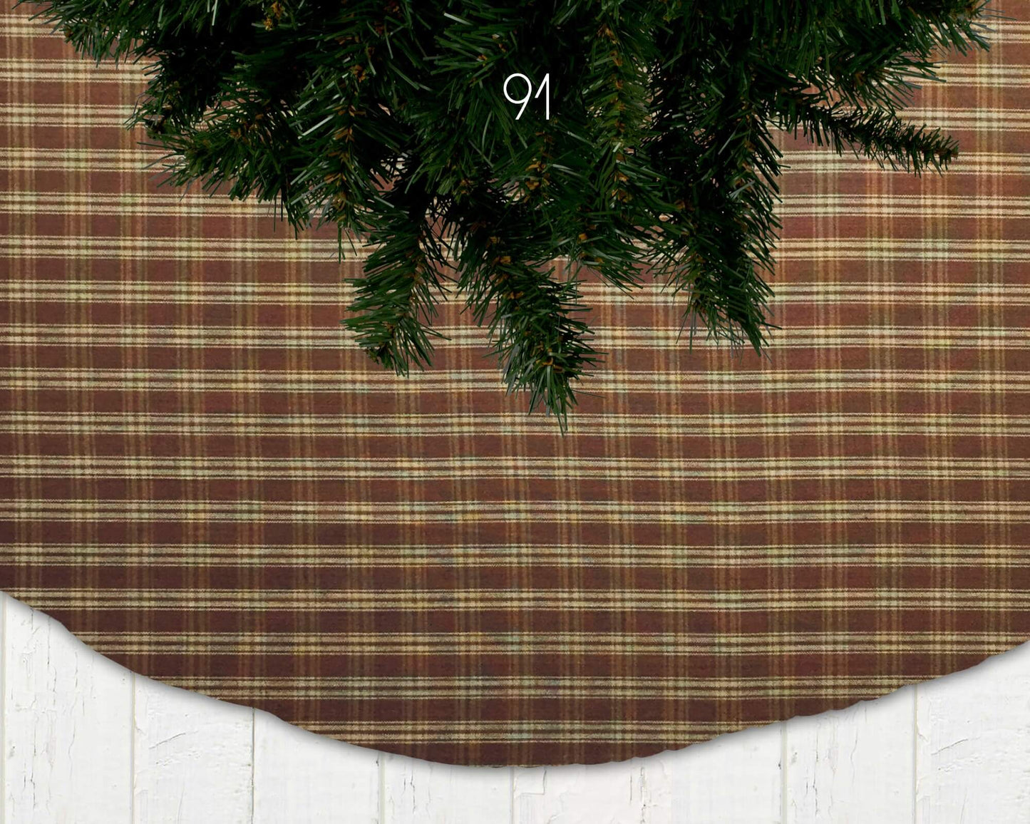 Brown Homespun Plaid and Check Christmas Tree Skirts