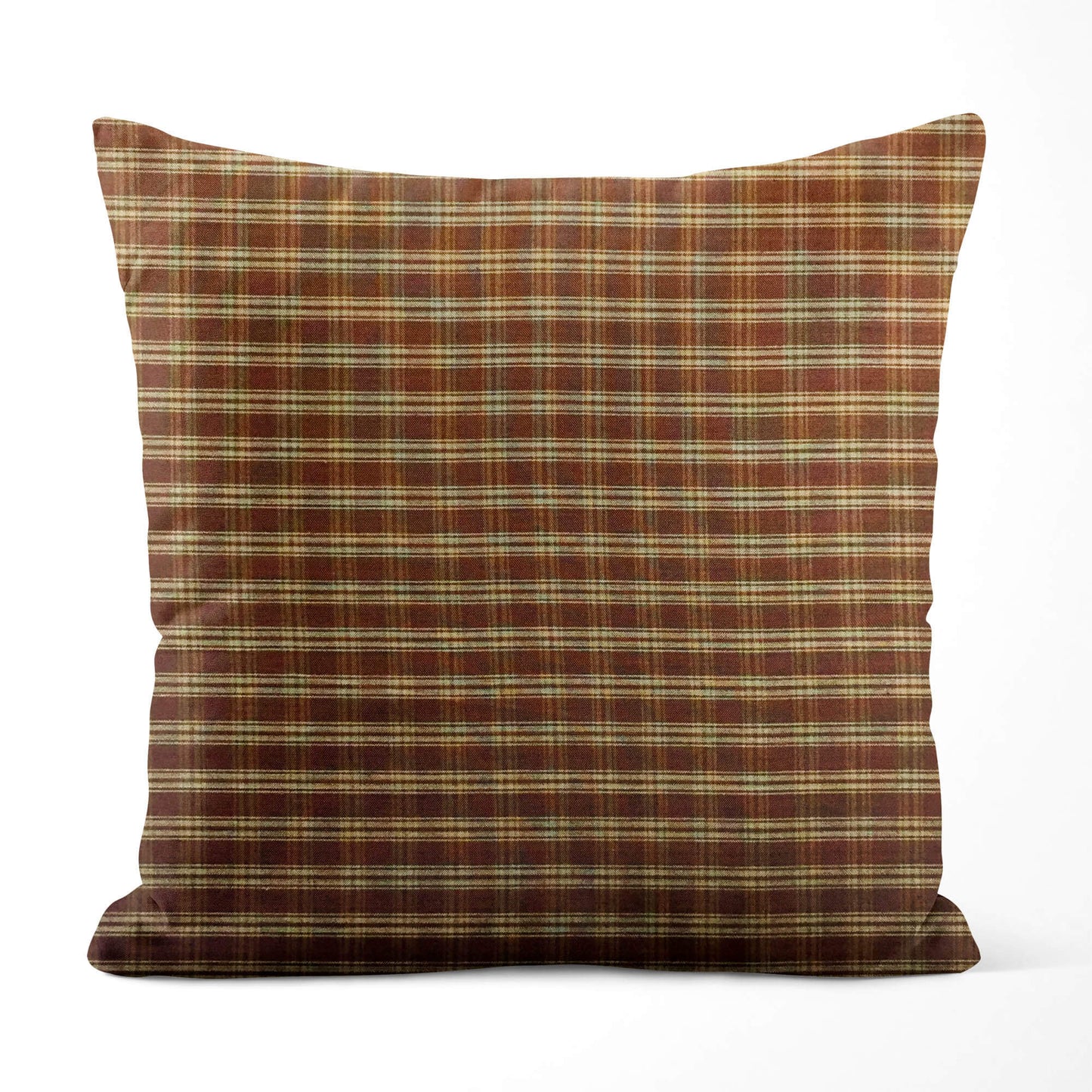 Brown and Tan Catawba Plaid Homespun Throw Pillow Covers