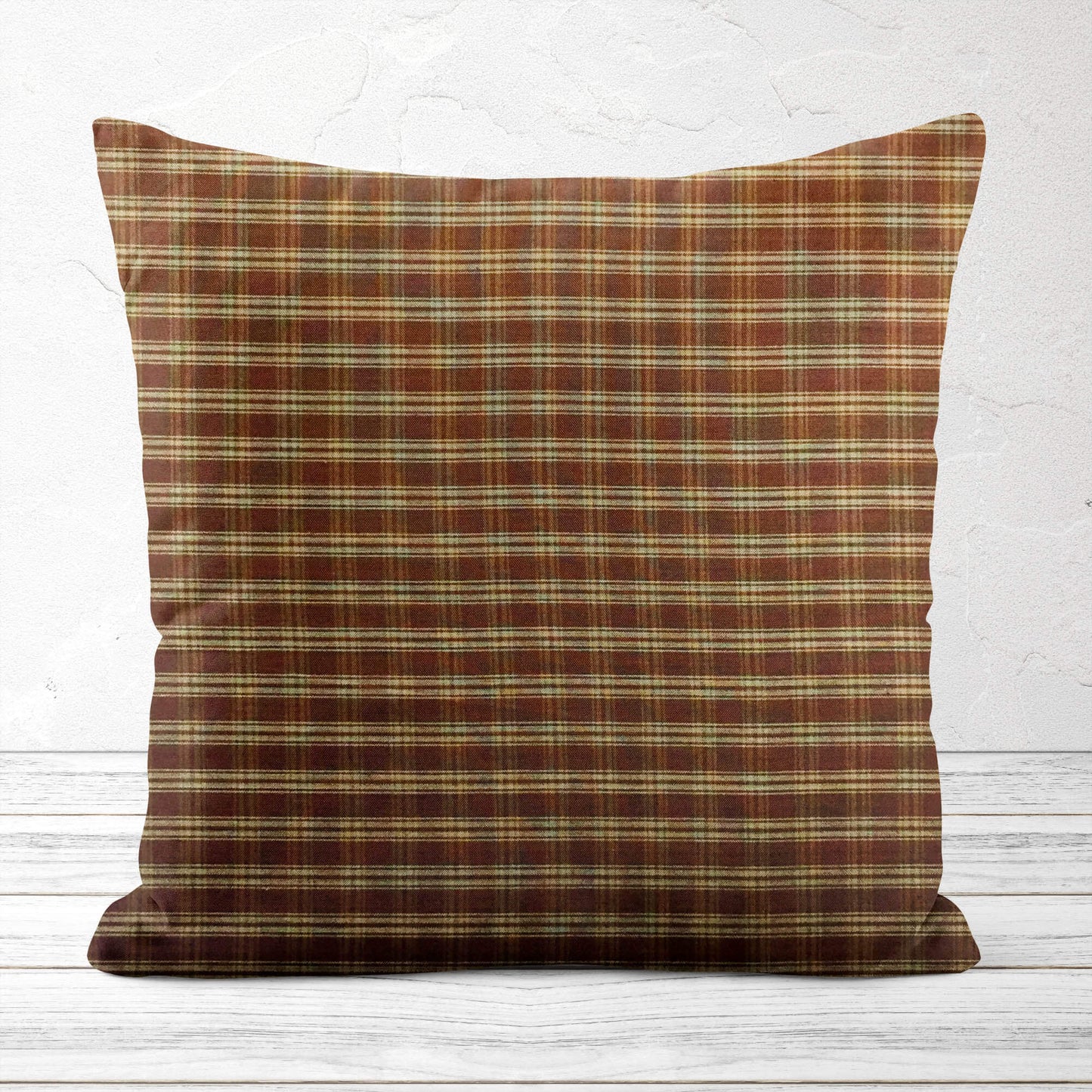 Brown and Tan Catawba Plaid Homespun Throw Pillow Covers