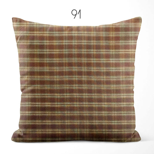 Brown Catawba Plaid Homespun Cotton Pillow Covers Custom Made pattern 91