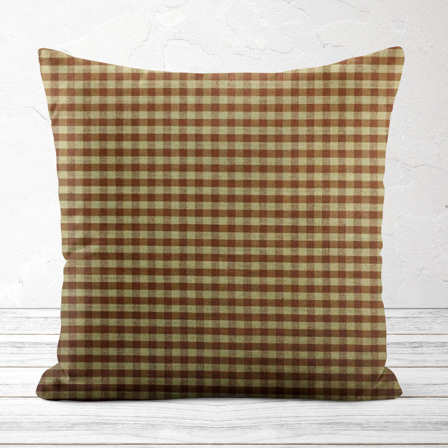 Brown and Tan Check Homespun Throw Pillow Covers