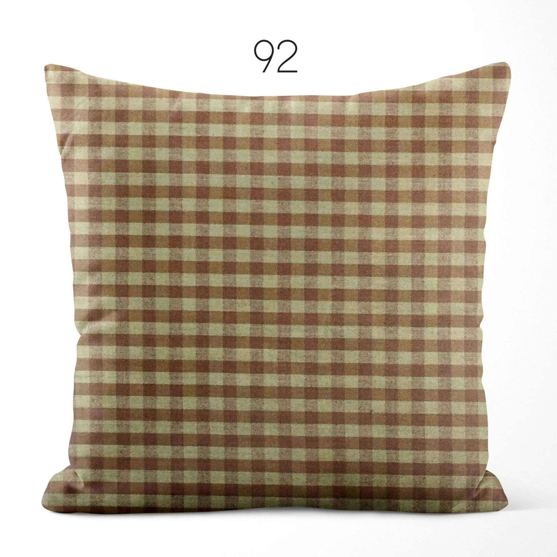 Brown Check Homespun Cotton Pillow Covers Custom Made pattern 92