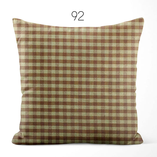 Brown Check Homespun Cotton Pillow Covers Custom Made pattern 92