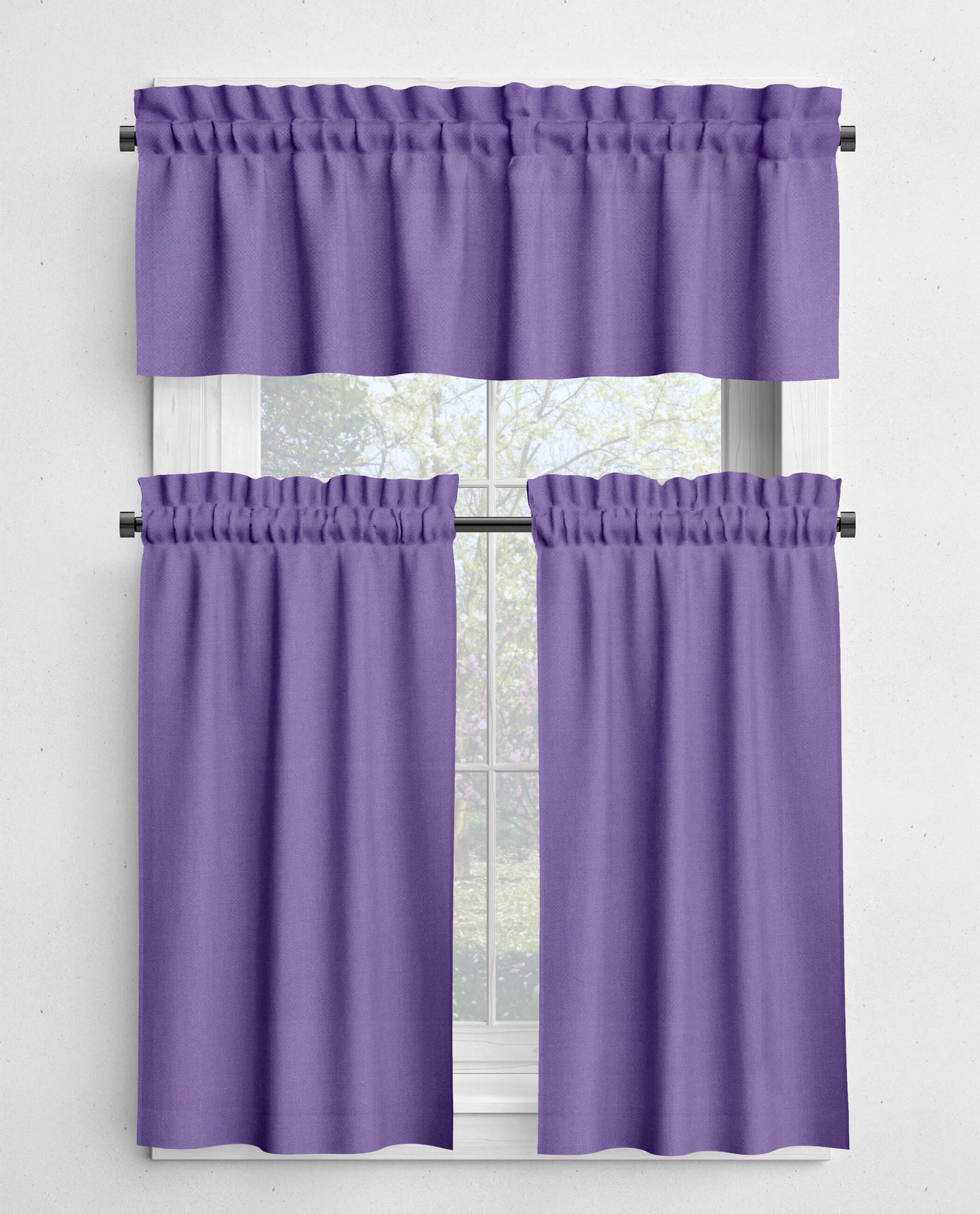 Lavender Hyacinth Valances and Cafe Curtains Premium USA Cotton - b93