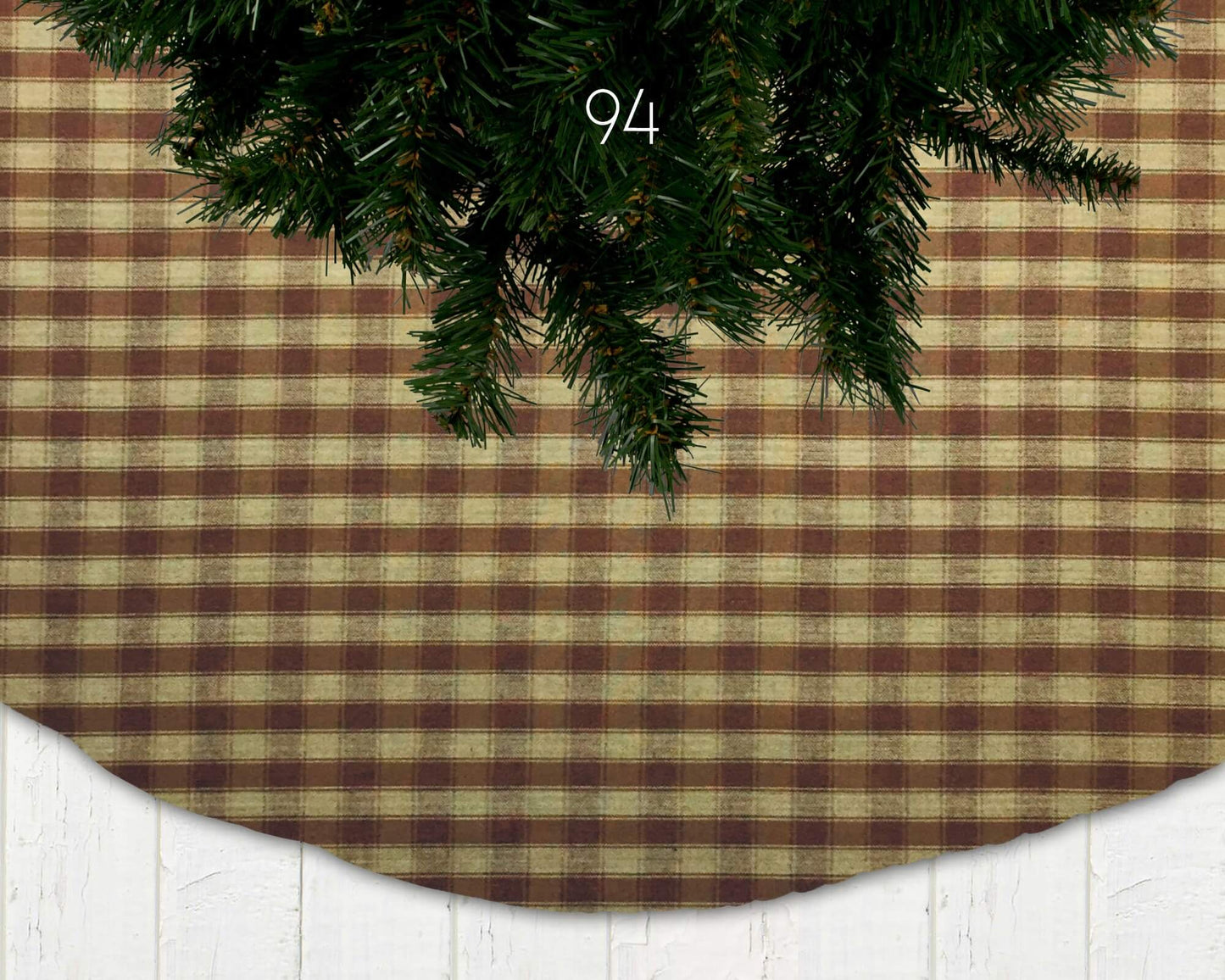 Brown Homespun Plaid and Check Christmas Tree Skirts