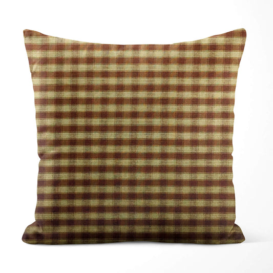 Brown and Tan House Check Plaid Homespun Throw Pillow Covers