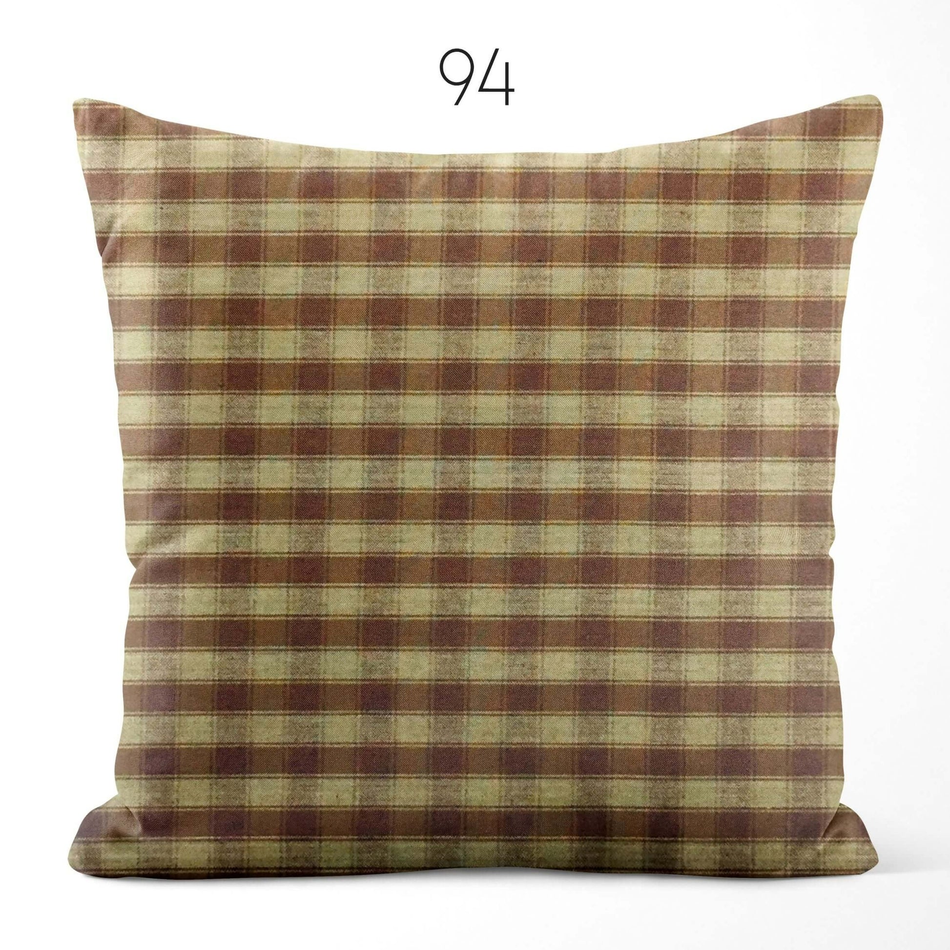 Brown House Check Plaid Homespun Cotton Pillow Covers Custom Made pattern 94