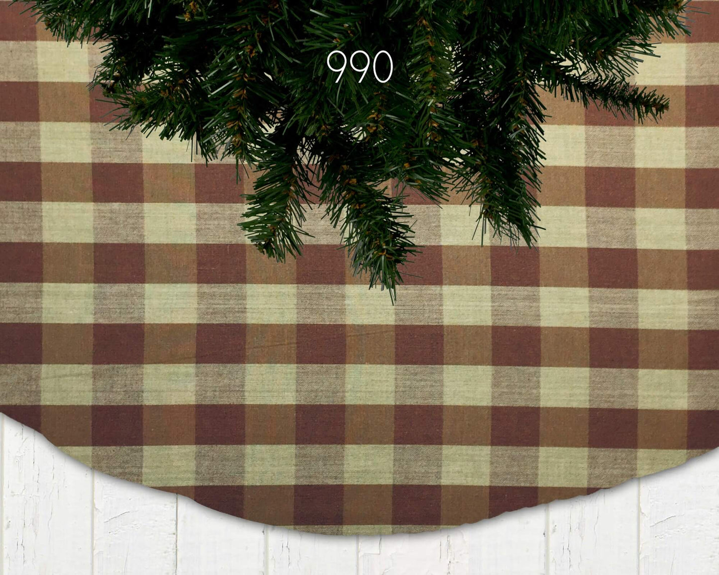 Brown Homespun Plaid and Check Christmas Tree Skirts