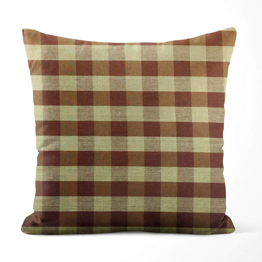 Brown and Tan Buffalo Check Homespun Throw Pillow Covers