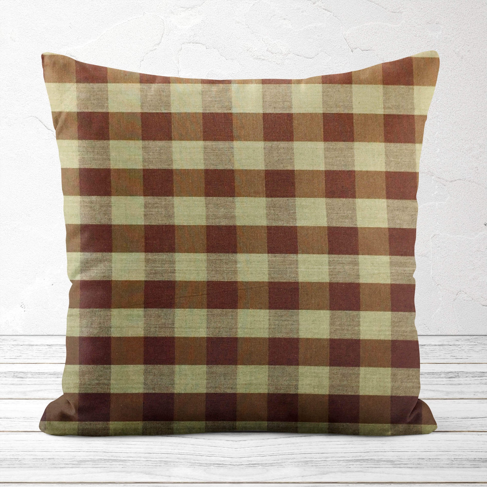 Brown and Tan Buffalo Check Homespun Throw Pillow Covers