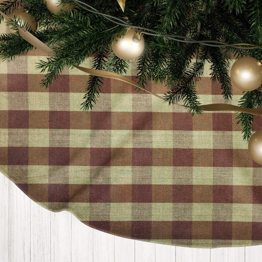 Brown and Tan Homespun Buffalo Check Country Christmas Tree Skirts