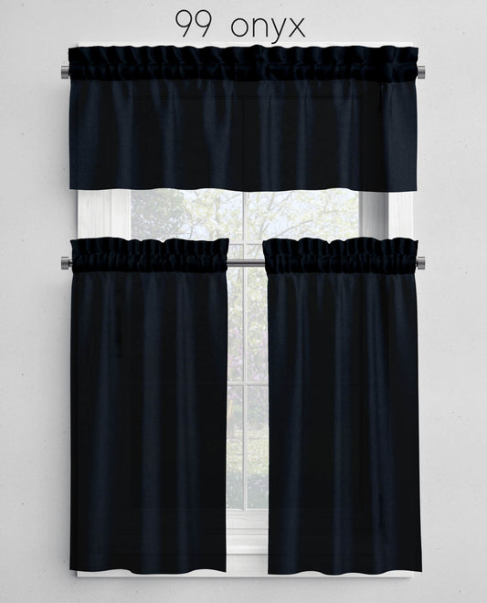 Onyx Black Valances Cafe Curtains Custom Made to Order color 99