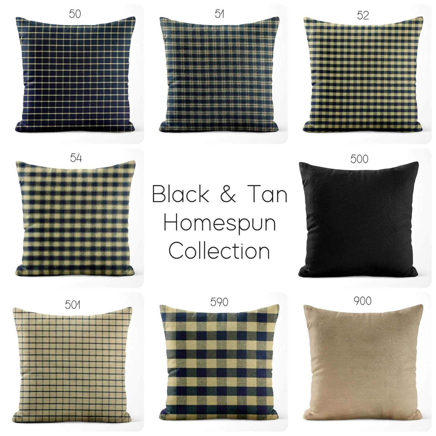 Black Buffalo Check Homespun Cotton Pillow Covers pattern 590