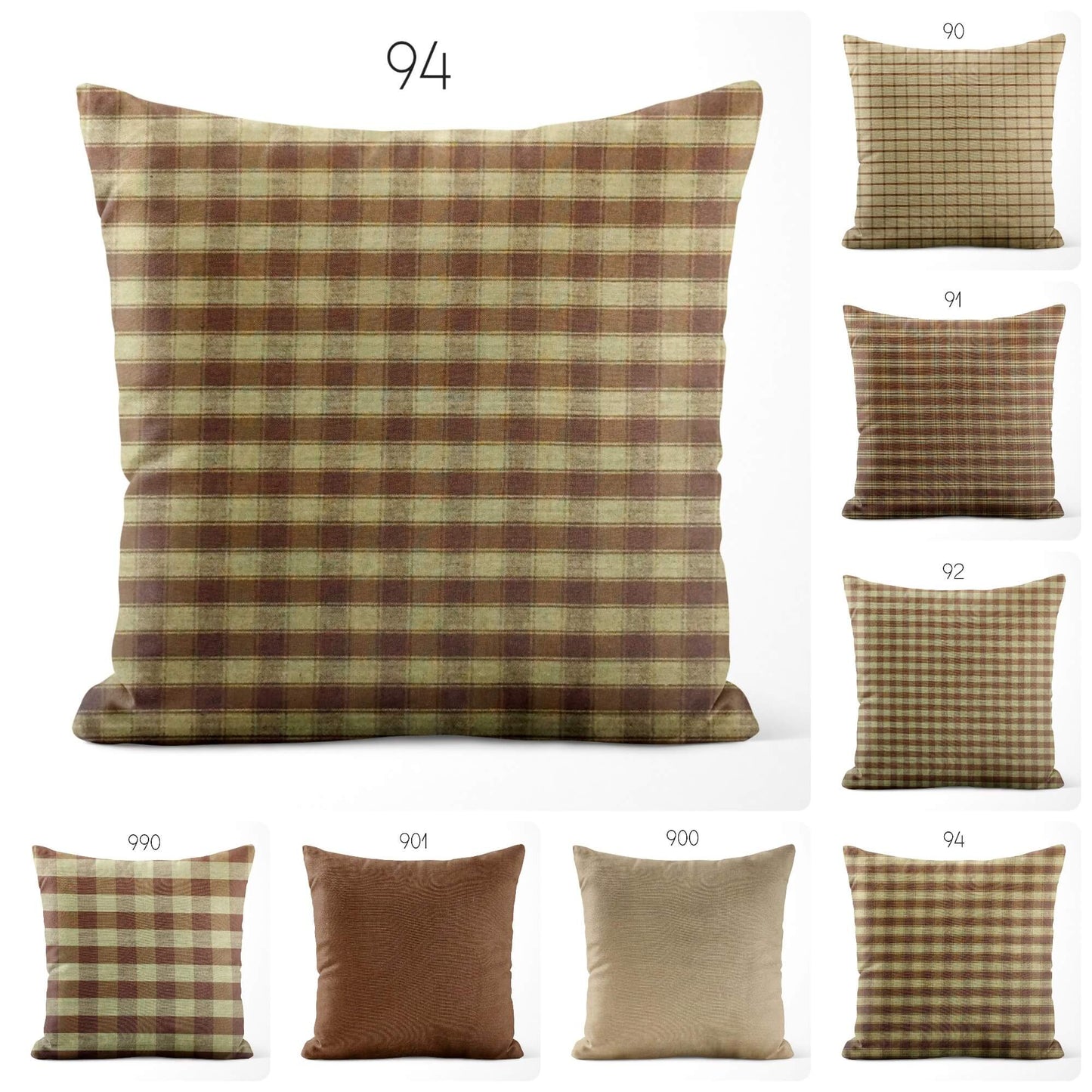 Brown Buffalo Check Homespun Cotton Pillow Covers pattern 990