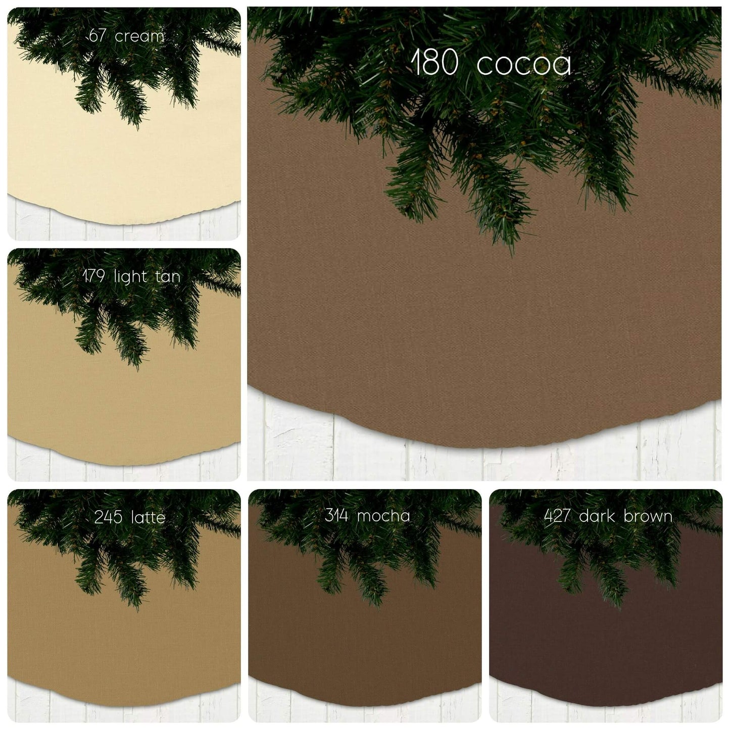 Cream and Brown Solid Color Christmas Tree Skirts Custom Made to Order