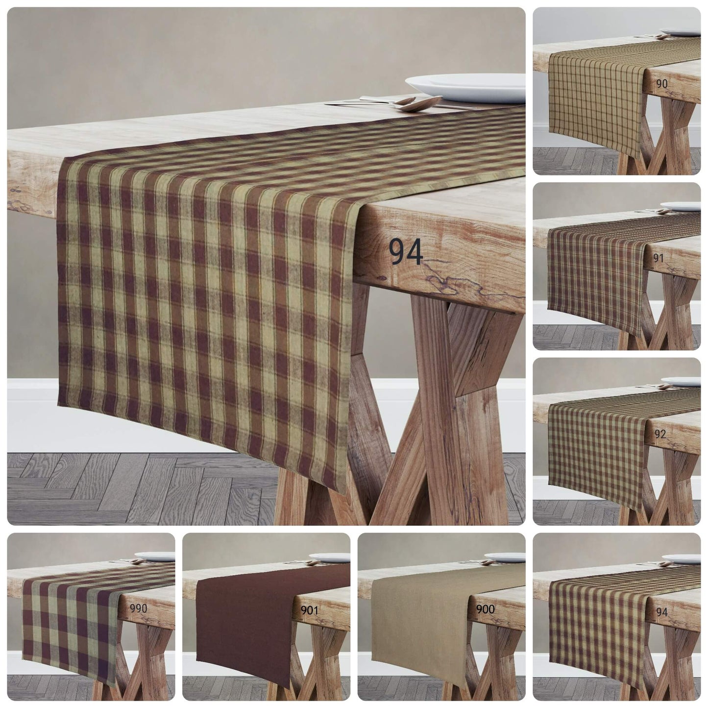 Brown Check Homespun Table Runner Placemat pattern 92