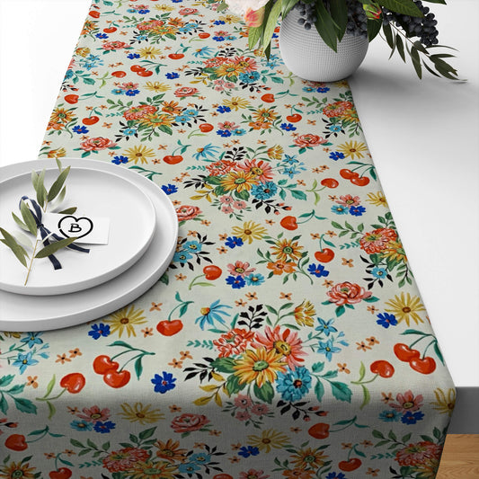 Porcelain Cream Cherry Cordial Table Runners and Placemats