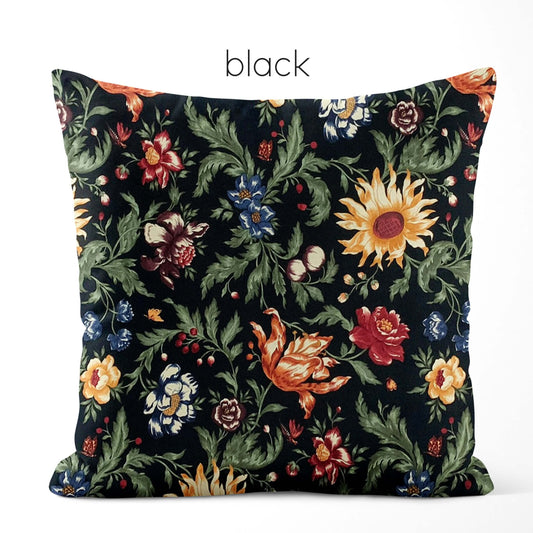 Floral Black Pillow Covers French Country Farmhouse Decor